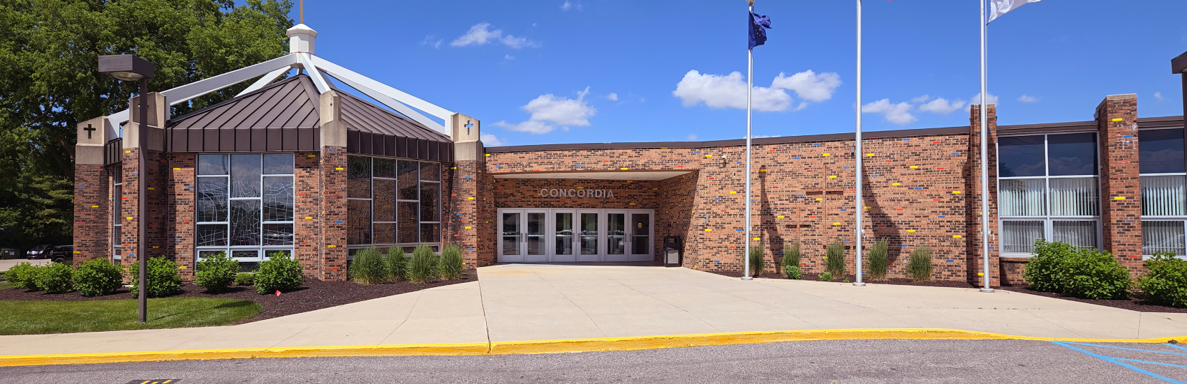 outer doors at Concordia Lutheran Highschool