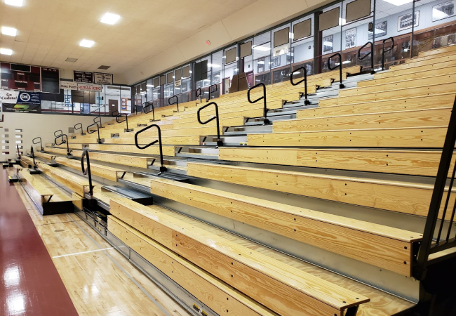 indoor gym bleachers at Concordia