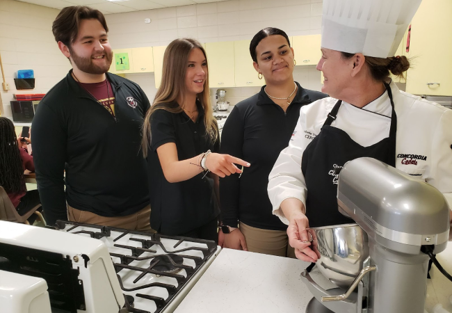 3 cadet students and a chef